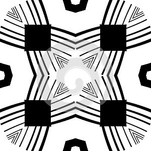 Abstract pattern with decorative geometric elements. Black and white ornament. Modern stylish texture repeating. Great for