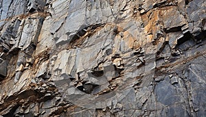 Abstract pattern of eroded stone on a rough cliff backdrop generated by AI