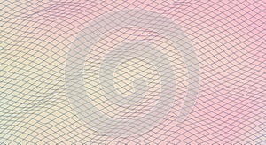 An abstract pattern featuring a grid of intersecting lines on a gradient background. The