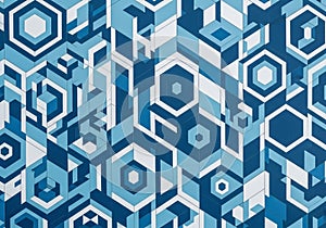Abstract pattern featuring interconnected hexagons and polygons in varying