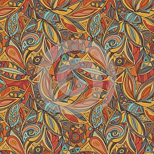 Abstract pattern featuring intertwining geometric shapes and curvilinear forms in