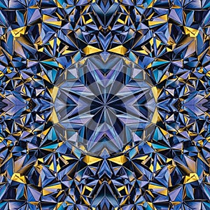 Abstract pattern featuring a kaleidoscope of layered, angular shapes