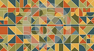Abstract pattern featuring a mosaic of triangles circles and