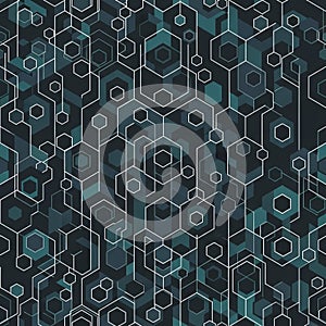 Abstract pattern featuring a network of interconnected hexagons