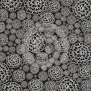 Abstract pattern with floral elements.