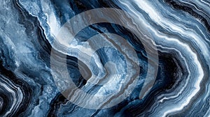 An abstract pattern of fluid designs on a dark blue marble texture background.