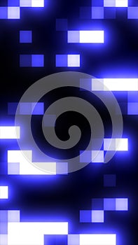 Abstract pattern of glowing blue and white pixelated lights on a dark background