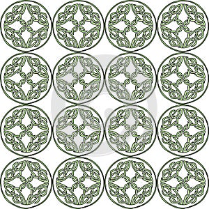 Abstract Pattern with green stylized rosette and white background