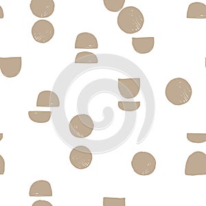 Abstract pattern with hand drawn circles and semicircles. Cute messy black and white spot pattern. Seamless monochrome spot patter photo
