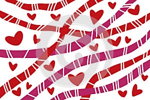 Abstract pattern with hearts and ribbons photo