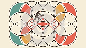 Abstract pattern of interlocking circles vector design Generative AI