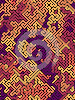 Abstract pattern. Labyrinth concept. Futuristic composition background of colored shapes. 3D rendering