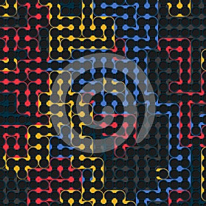 Abstract pattern. Labyrinth concept. Futuristic composition background of colored shapes. 3D rendering