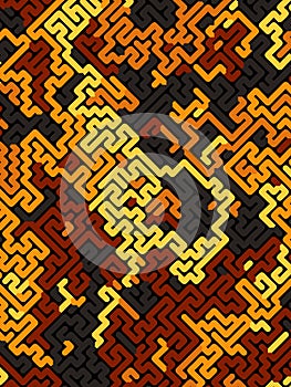 Abstract pattern. Labyrinth concept. Futuristic composition background of colored shapes. 3D rendering