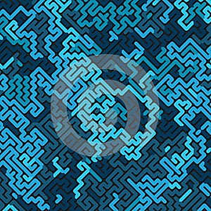 Abstract pattern. Labyrinth concept. Futuristic composition background of colored shapes. 3D rendering