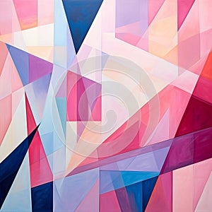 An abstract pattern made up of geometric shapes and lines, with a pastel color palette.