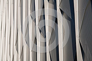 Abstract pattern of metal cladding on a modern building