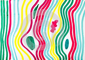 Abstract pattern by multicoloured felt-tip pen