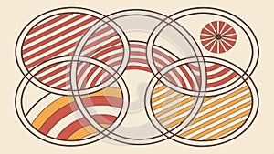 Abstract pattern of overlapping circular lines in warm colors vector design Generative AI