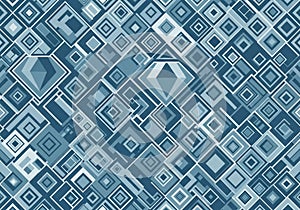 Abstract pattern with overlapping squares and rectangles in various