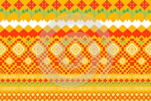 Abstract pattern, pixel art, seamless floral, ikat work, geometric shapes,