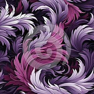 Abstract pattern with purple feathers and vibrant illustrations (tiled)