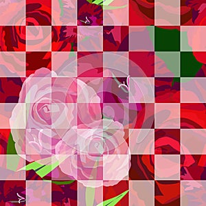 Abstract pattern of rose red, pink