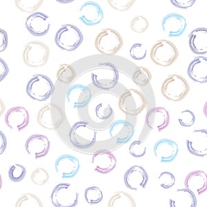 Abstract pattern from round lines. It is made in delicate pink, lilac, blue tones on a white background.