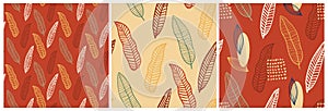 Abstract pattern set with organic shapes, feather, nature texture. Organic spots background. Doodle seamless pattern