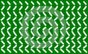 Abstract pattern of short smooth white lines symmetrically arranged on a green background,