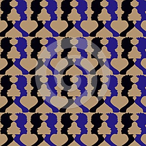 Abstract pattern of silhouettes profiles of faces of Africans photo