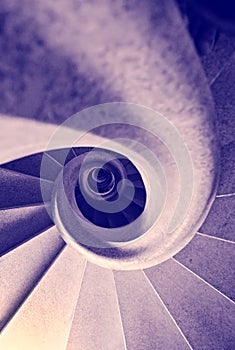 Abstract pattern of spiral stairs. Top view. vintage style