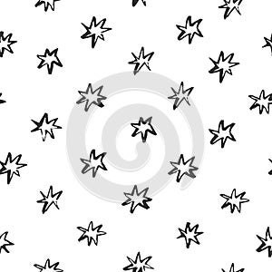 Abstract pattern with stars drawn in brush style on white background. Perfect for textile, blog decoration, banner, poster, wrappi