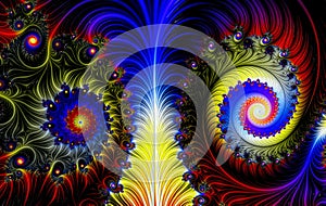 Abstract pattern texture, fractal in the form of a spiral of different colors. Illustration