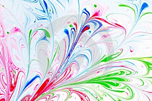 Abstract pattern, Traditional Ebru art. Color ink paint with waves. Floral background.