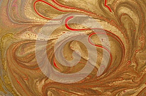 Abstract pattern, Traditional Ebru art. Color ink paint with waves. Marble background.
