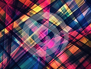 An abstract pattern with vibrant intersecting lines in multiple colors