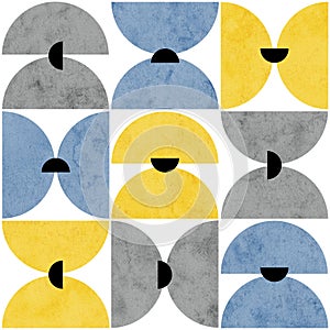 abstract pattern of watercolor circles in shades of blue and yellow pastel