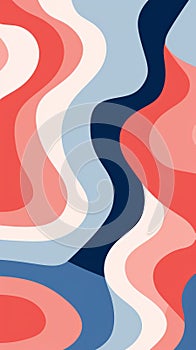 an abstract pattern with waves in red blue and white