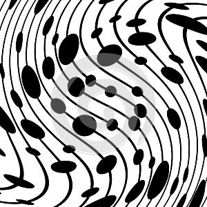 Abstract pattern of wavy stripes or rippled 3D relief black and white lines background. Vector twisted curved stripe modern trendy