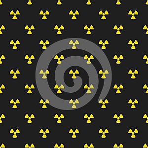 Abstract pattern. Yellow marks of radiation on a black background. Irradiation. Dangerous area. Vector illustration in a flat styl photo