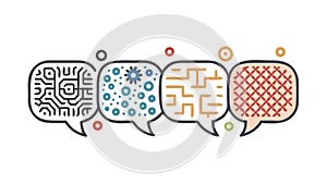 Abstract Patterned Speech Bubbles Communication Icons, vector design Generative AI