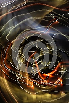 Long camera exposures of artificial light sources at night