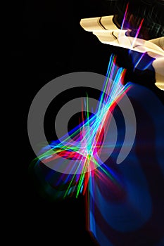 Long camera exposures of artificial light sources at night