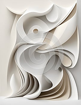 abstract patterns, organic shapes, movement effects, light and dark brown tones, beige, white and light gray illustrations