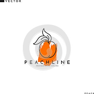 Abstract peach logo. Outline style sign