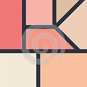 Abstract peachy and pink tone colors geometric shape with dark blue border vector illustration