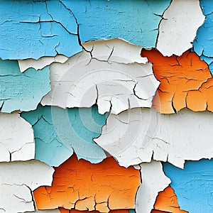 Abstract Peeling Paint Texture Background Blue White