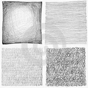 Abstract pencil scribbles background collection.