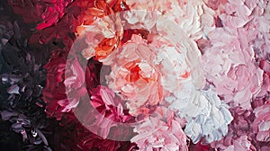 Abstract impasto pink and red peonies. photo